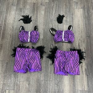 Kelle two piece purple zebra print dance costume